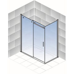 Schulte porte de douche coulissante 2 éléments, avec paroi latérale, 120 x 90 x 200 cm, verre 5 mm, transparent, profilé noir 6