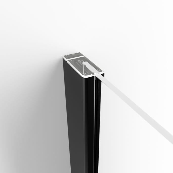 Schulte porte de douche coulissante 2 éléments, avec paroi latérale, 120 x 90 x 200 cm, verre 5 mm, transparent, profilé noir 3