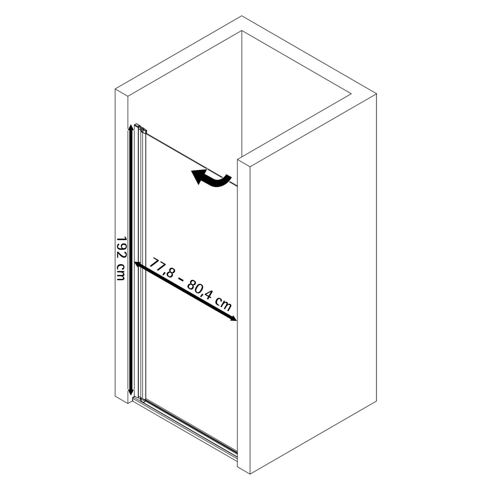 Schulte porte de douche pivotante, 80 x 192 cm, profilé noir, verre 5 mm transparent anticalcaire, style atelier industriel 2