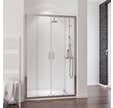 Schulte porte de douche coulissante 4 éléments, 140 x 200 cm, verre 5 mm, transparent, profilé aspect chromé