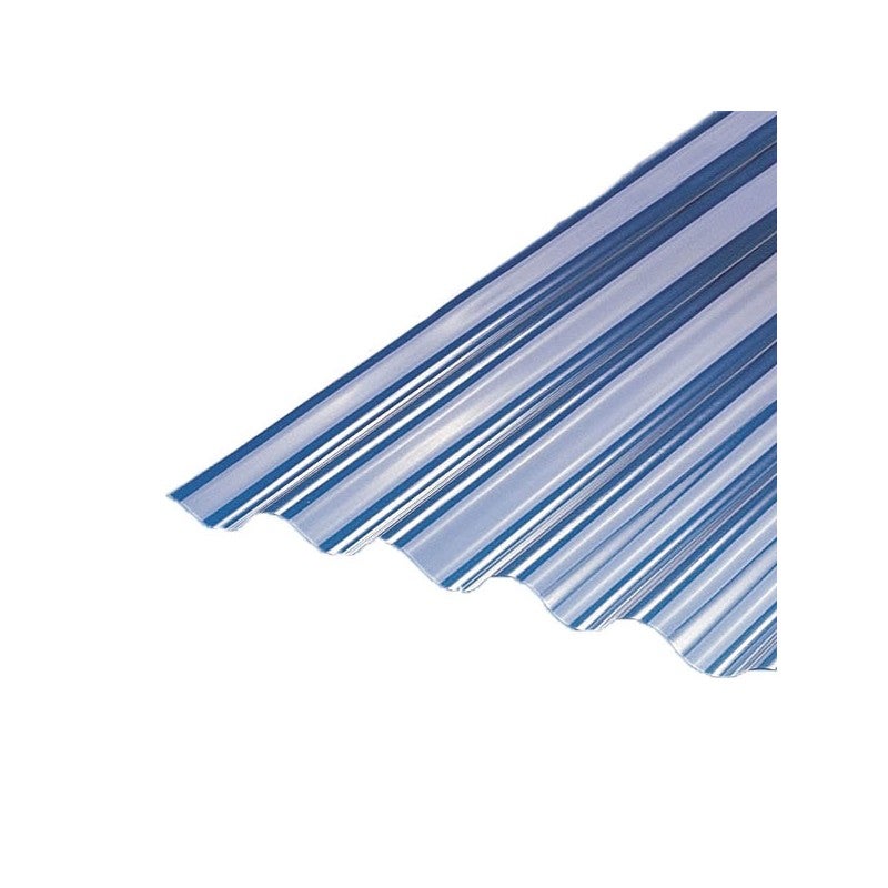 Plaque PVC transparente et nervurée (greca) - Coloris - Transparent,  Largeur totale de la plaque - 109cm, Longueur totale de la plaque - 1.5m