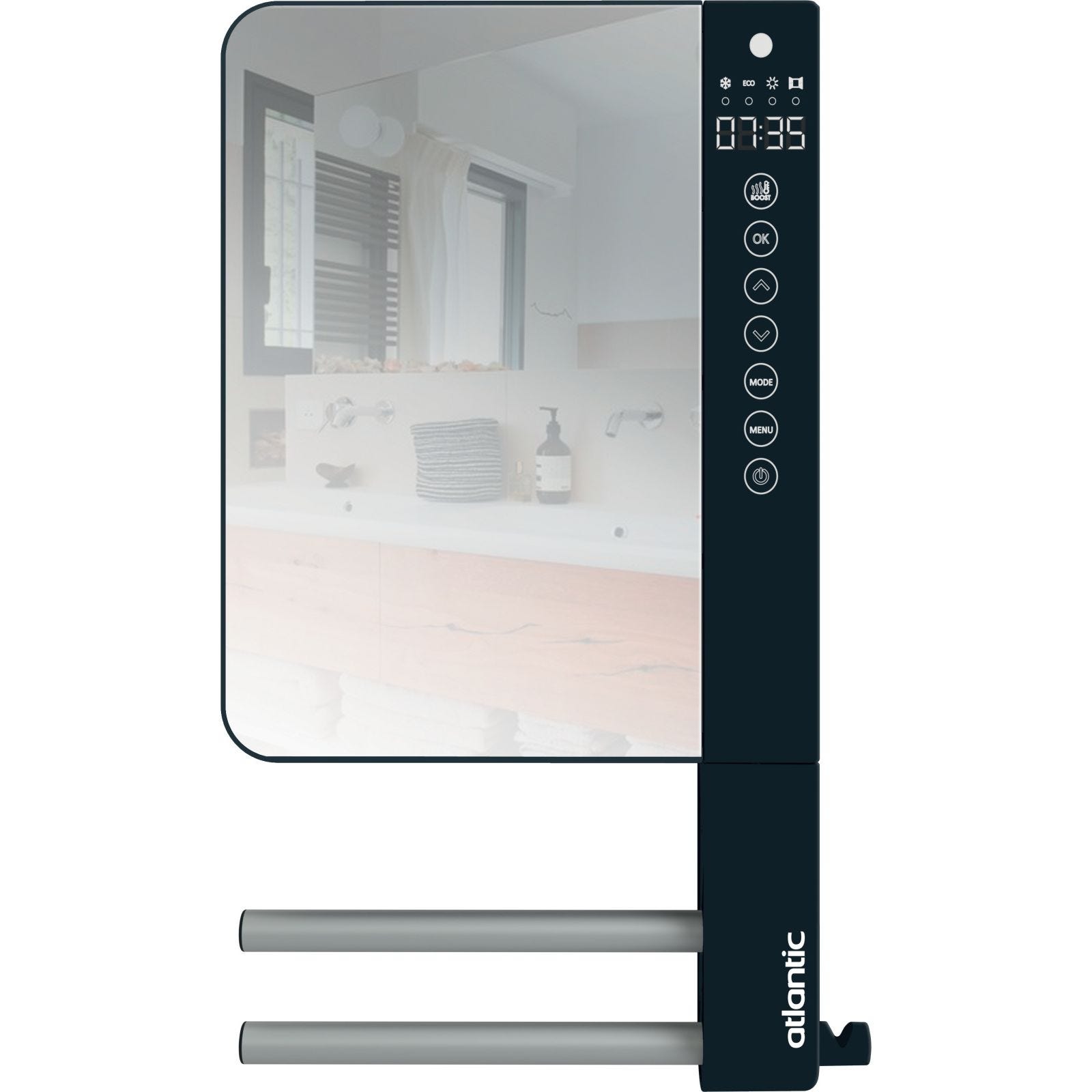 Sèche-serviette électrique soufflant 1800W TELIA avec miroir et barres - ATLANTIC - 720111 0