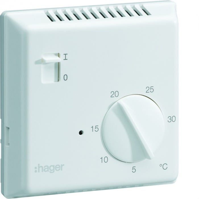 Thermostat ambiance électronique en saillie pour chauffage électrique avec entrée fil pilote 230V HAGER 25513 0