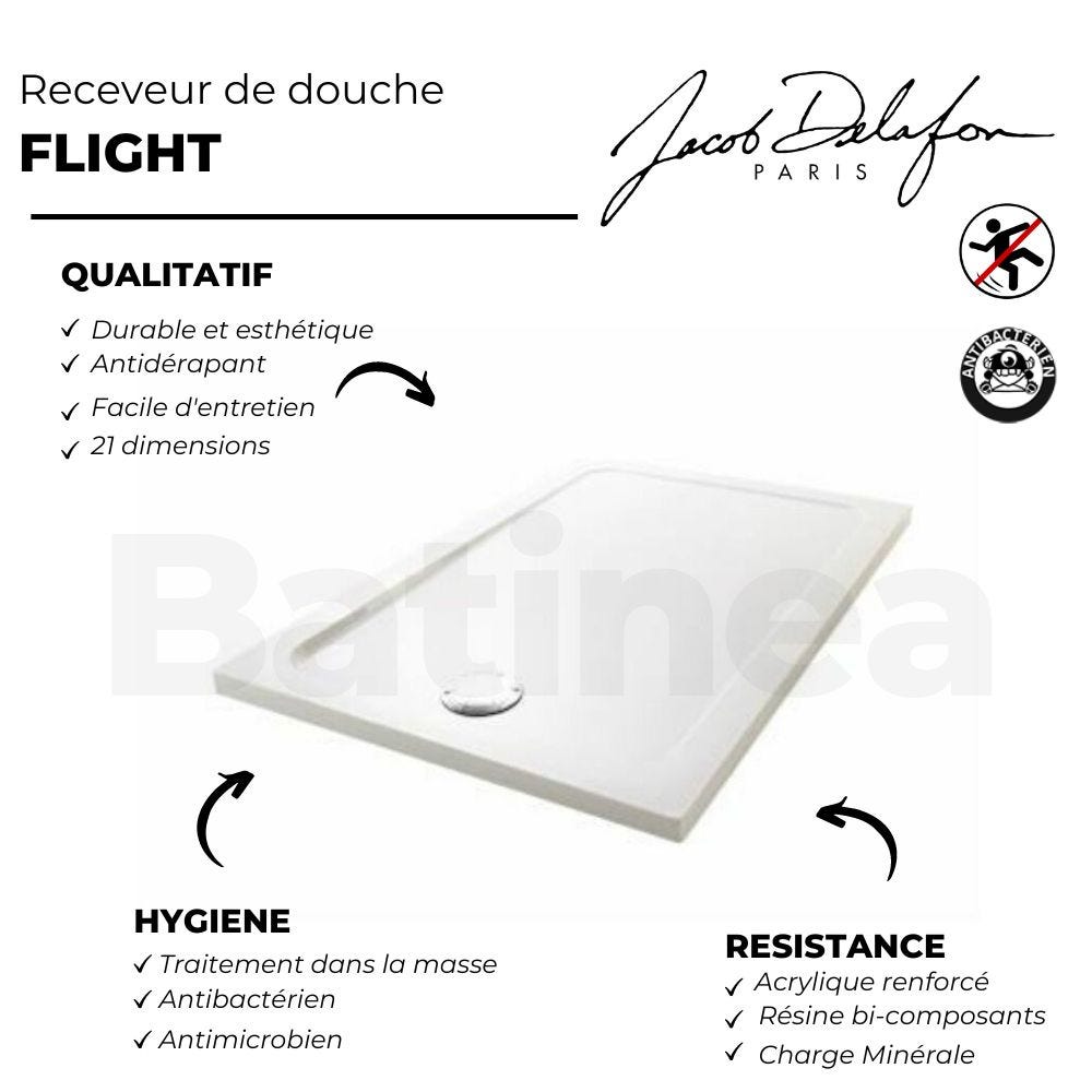 Receveur de douche JACOB DELAFON Flight rectangle extra plat antidérapant | 120 x 90 cm 3