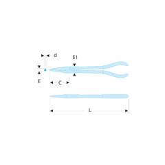 Facom - Pince À Bec Demi-ronds Extra Longues À Double Articulation - Coudée 45° - 195.34l 1