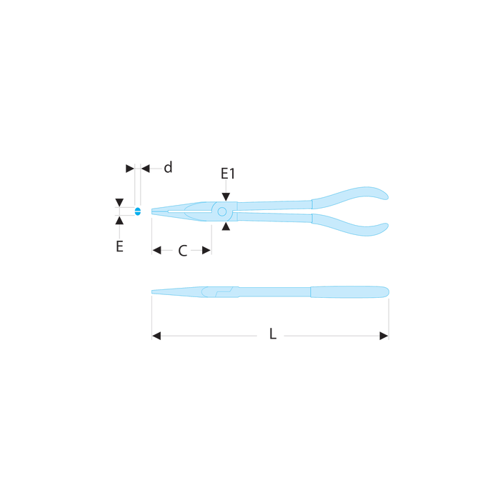 Facom - Pince À Bec Demi-ronds Extra Longues À Double Articulation - Coudée 45° - 195.34l 1