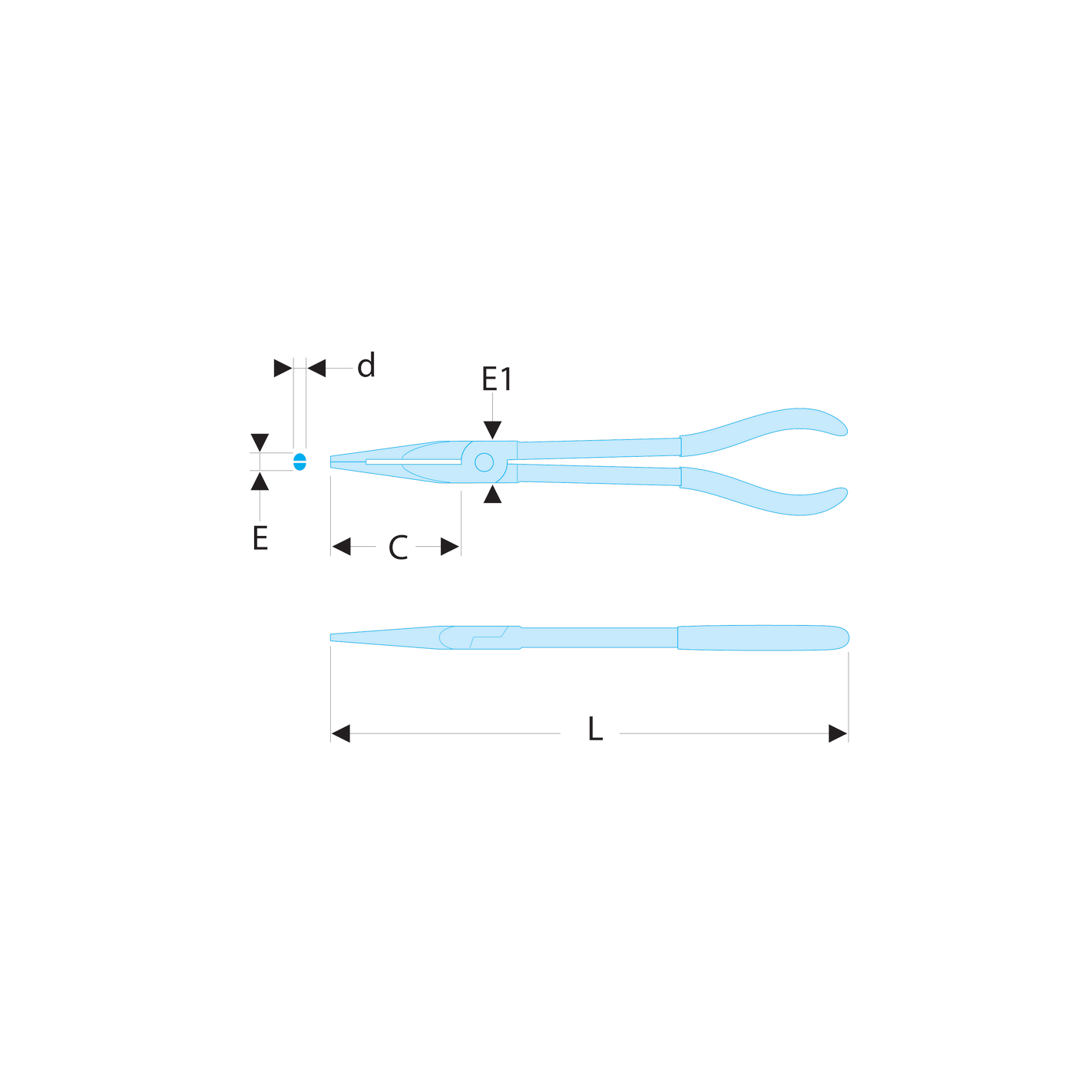 Facom - Pince À Bec Demi-ronds Extra Longues À Double Articulation - 185.34l 1