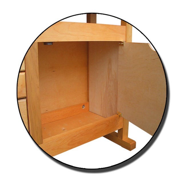 Etabli bois de menuisier L:1,20m (2 portes + 4 tiroirs) + Presse horizontale Outifrance 2