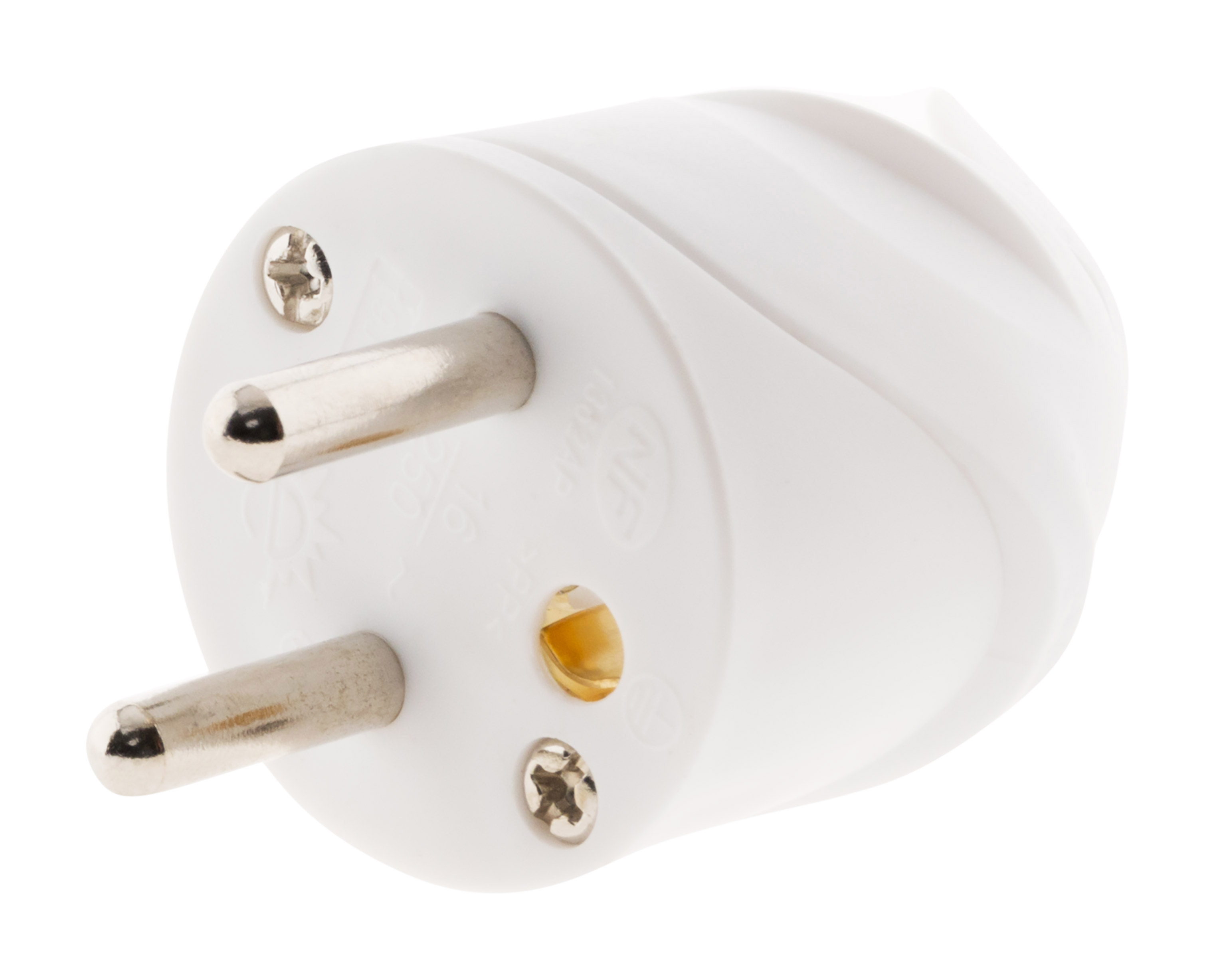 Fiche mâle coudée 16A 2P+T - Blanc - Zenitech