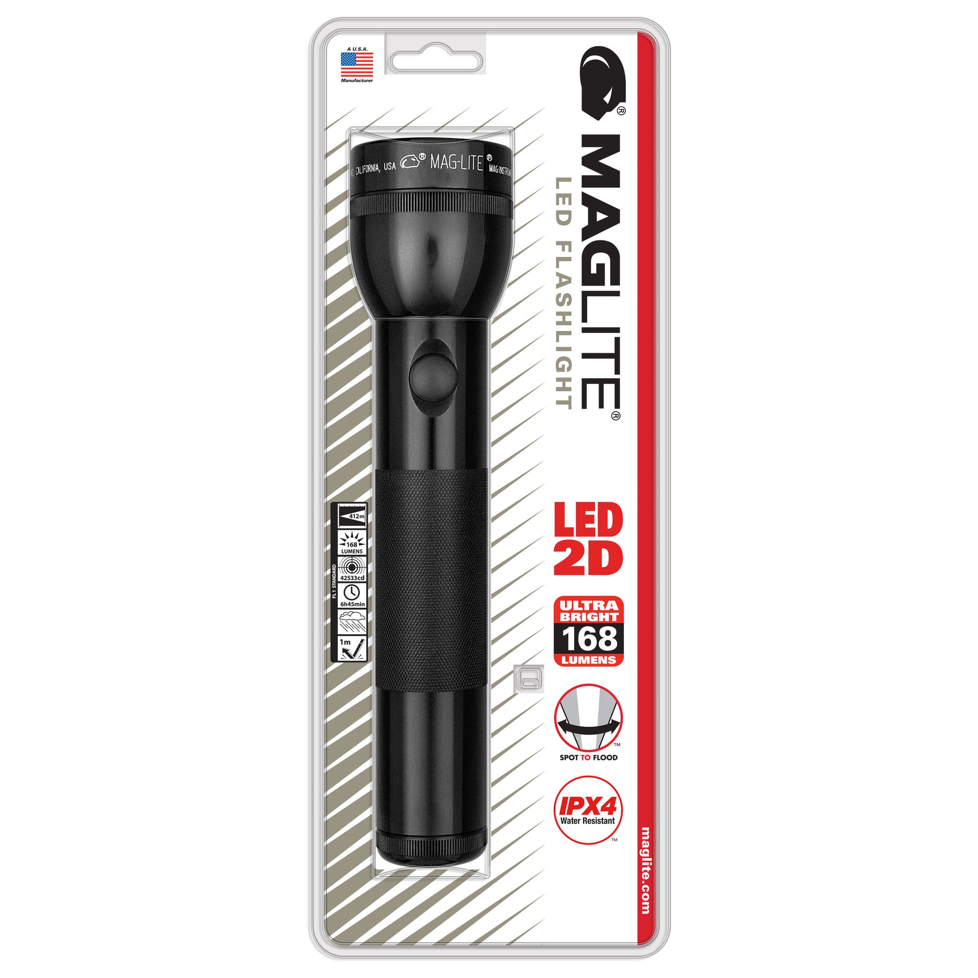 Lampe torche LED ST2 - IPX4 - 2 piles LR20 D - 213 lumens - 25cm - Noir - Maglite 2