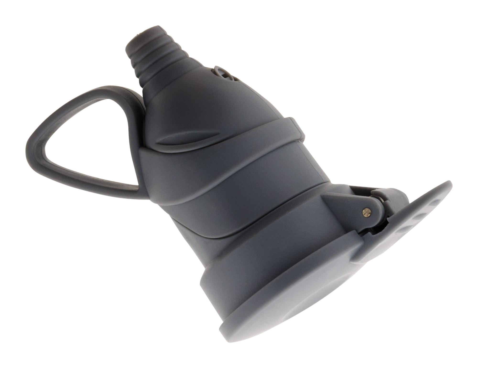 Fiche femelle à clapet -16A 2P+T - Gris - Zenitech
