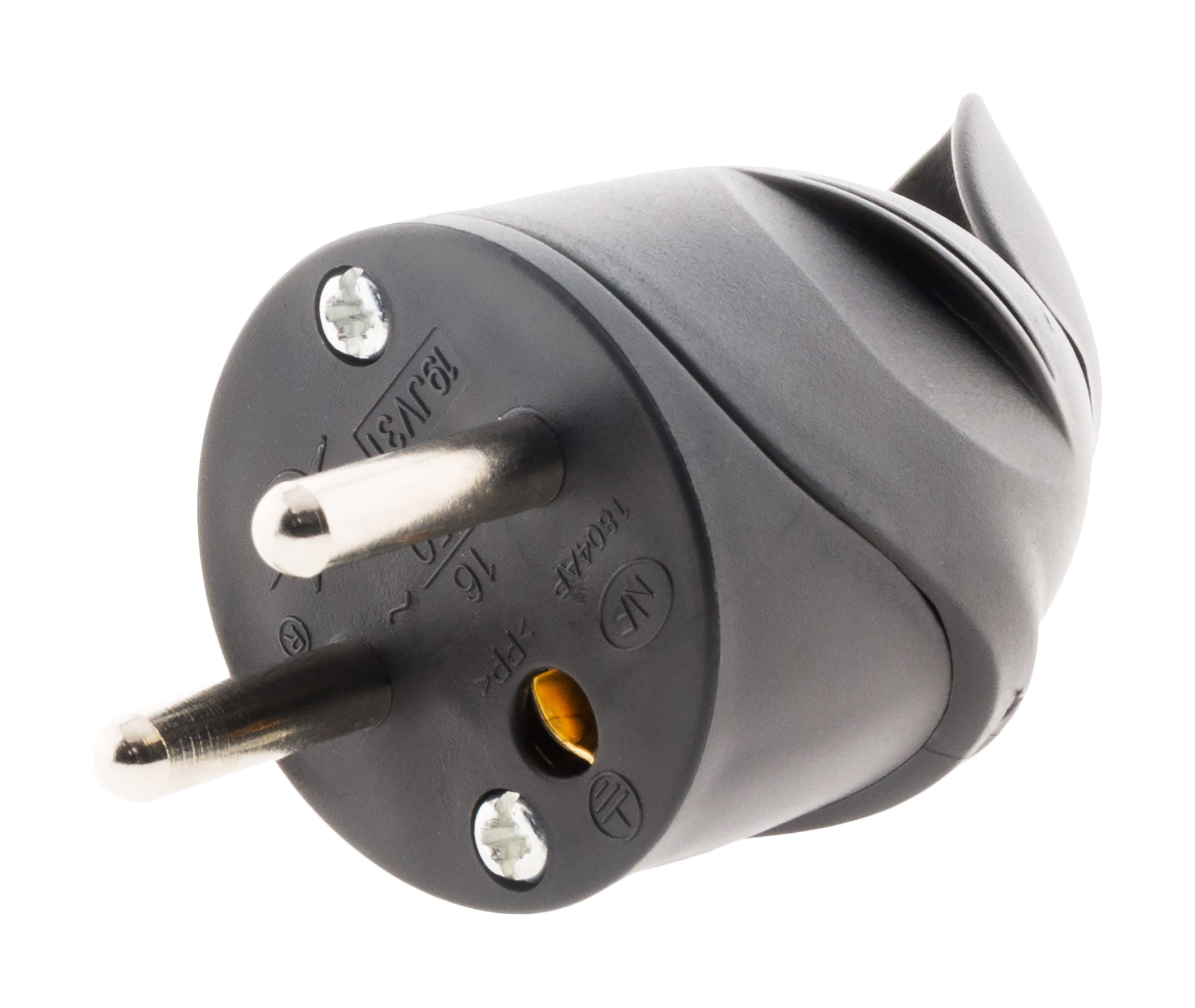 Fiche mâle coudée 2P+T 16A - Noir - Zenitech