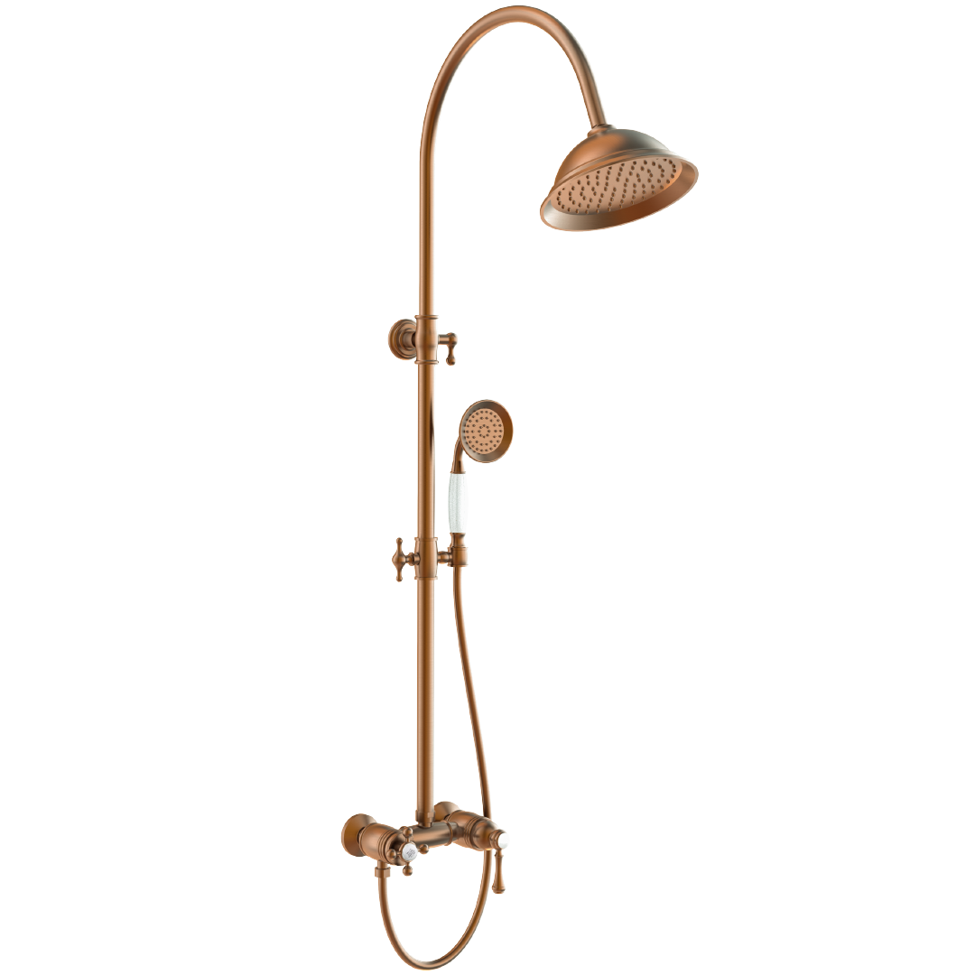 Leeds colonne de douche rétro cuivre brossé mitigeur mécanique