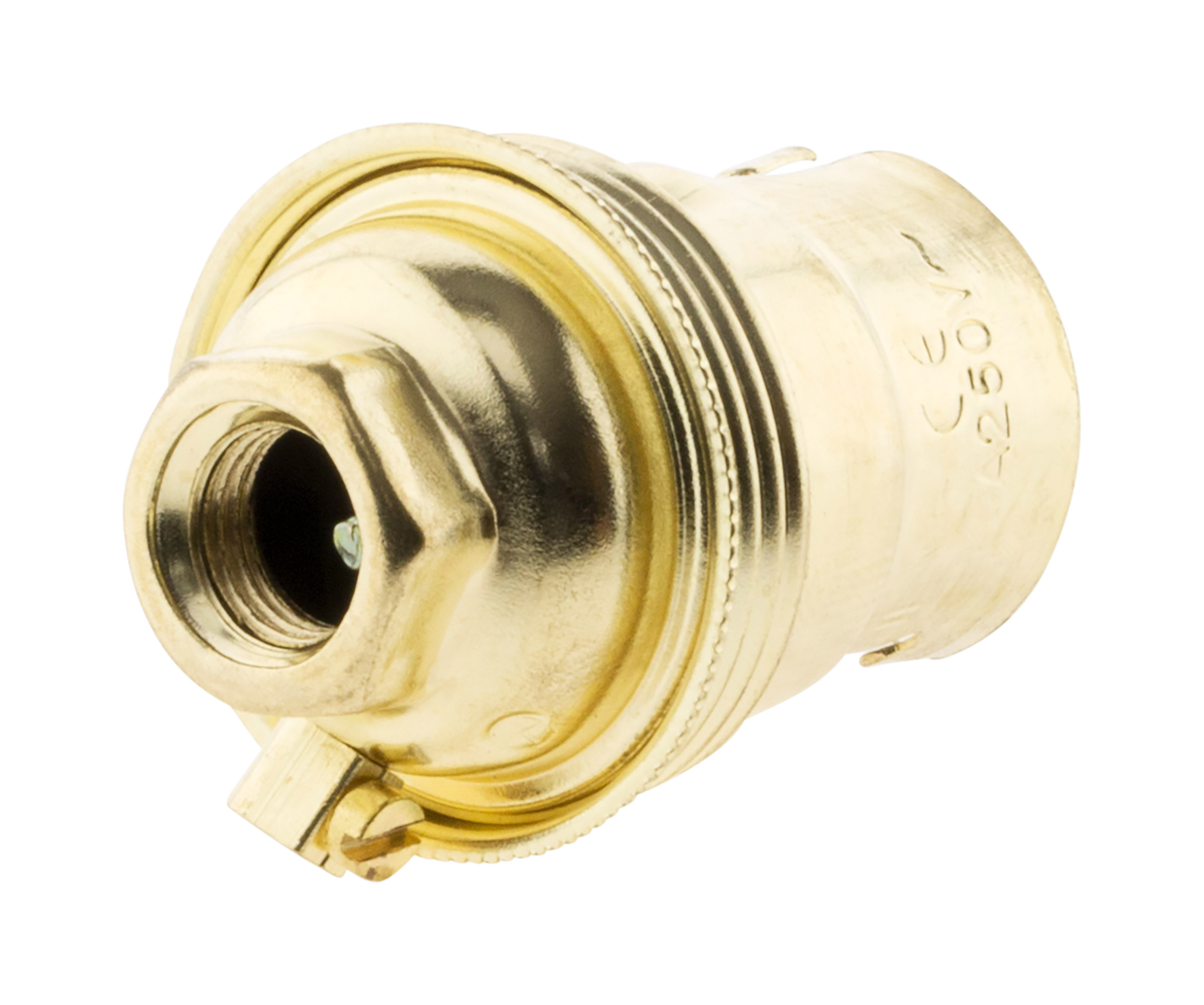 Douille B22 Acier laitonné simple bague borne de terre