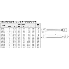 Clé mixte à cliquet métrique avec finition chromée 17 mm 1RM-17 Bahco 2