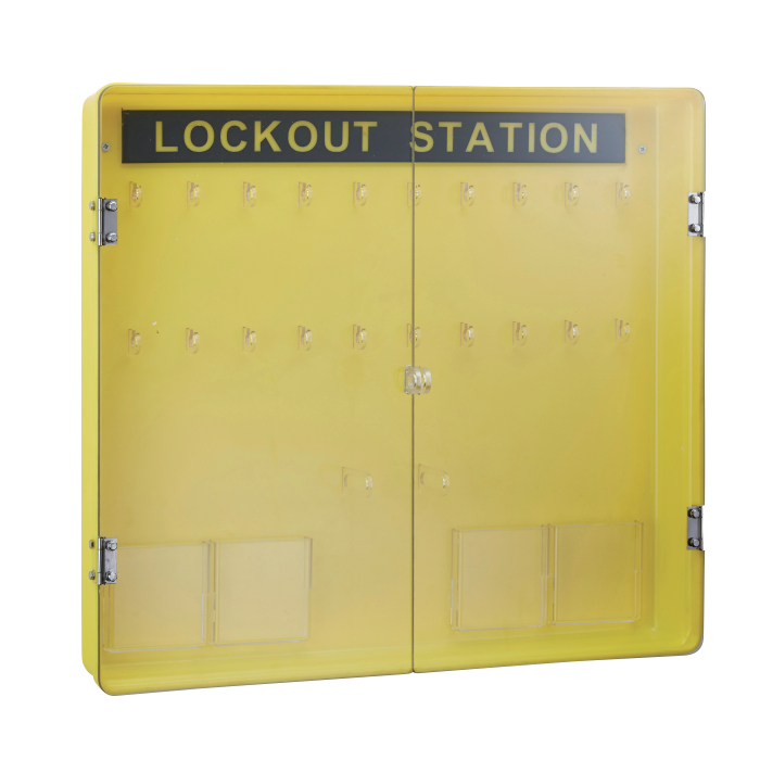 Armoire de stockage 20 cadenas murale finition jaune avec porte Thirard