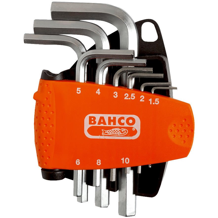 Jeu de 9 clés mâles 6 pans 1,5 à 10 mm finition nickelée et support compact en deux parties BE-9878 Bahco 0