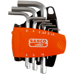 Jeu de 9 clés mâles 6 pans 1,5 à 10 mm finition nickelée et support compact en deux parties BE-9878 Bahco 0