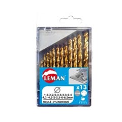 Coffret 13 Forets Metal Titane Diam1.5 à 6.5mm Leman 0