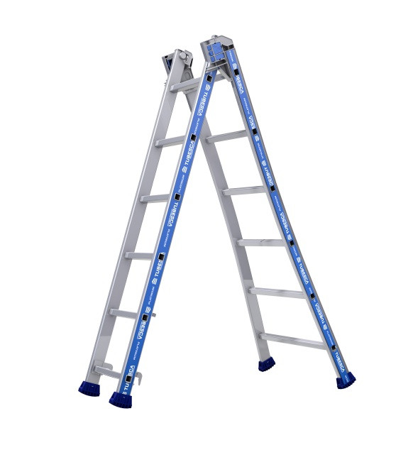 Tubesca - Echelle transformable 2 plans 2x6 échelons Ht d'accès maxi 3,82m - Platinium Tubesca Comabi