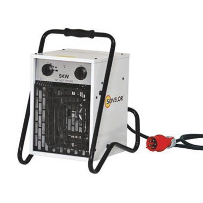 Chauffage air pulsé portable électrique avec thermostat d'ambiance intégré 5 kW 490m3/H 380V B5C/S Sovelor 0