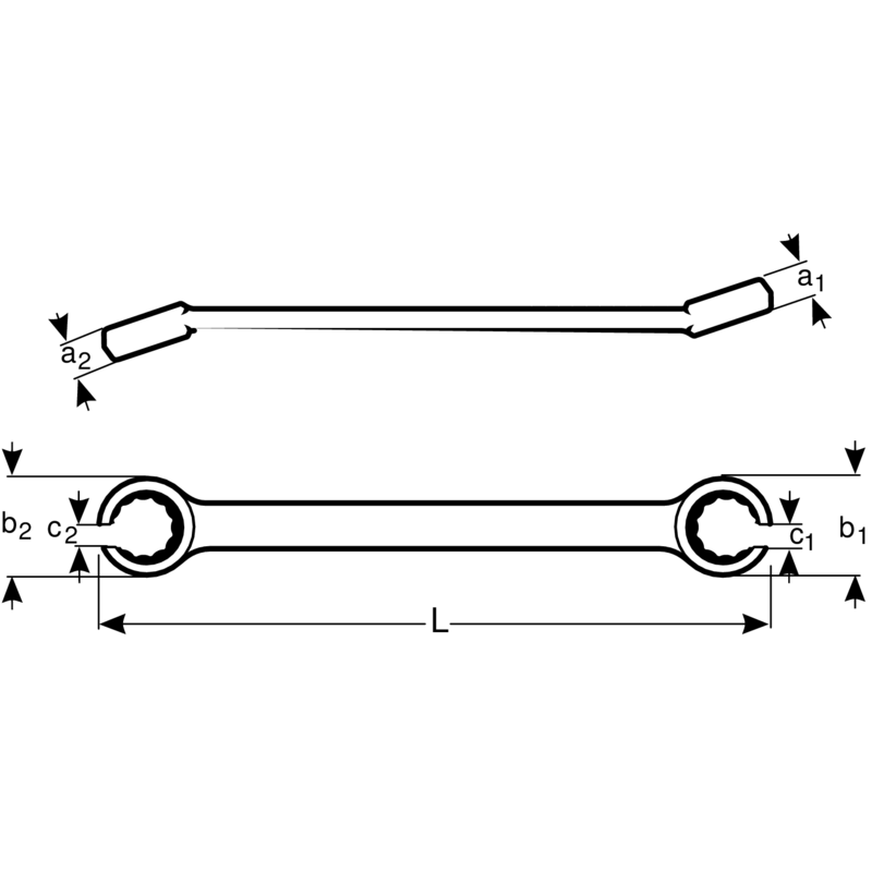 Clés polygonales à tuyauter 1x1.1/8 avec finition chromée 1949Z-1-1.1/8 Bahco 1