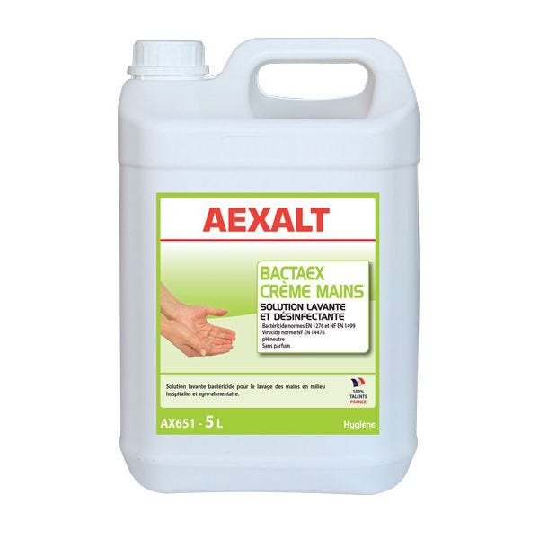 Bidon de 5 L Solution lavante et désinfectante BACTAEX CRÈME MAINS Aexalt 0