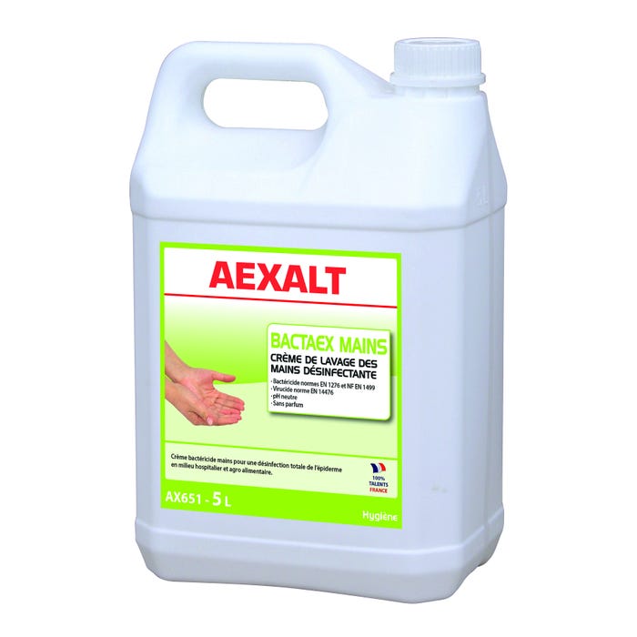 Bidon de 5 L Solution lavante et désinfectante BACTAEX CRÈME MAINS Aexalt 1