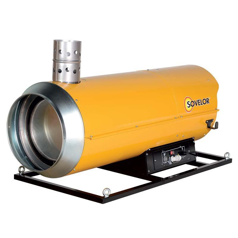 Chauffage air pulsé supendu au fuel à combustion indirecte (avec cheminée) 85 kW 3950 m3/h 230V HPV85S Sovelor