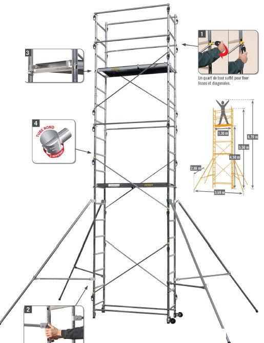 Echafaudage pour hauteur de travail 6m70 STEN XL 6.70M Centaure