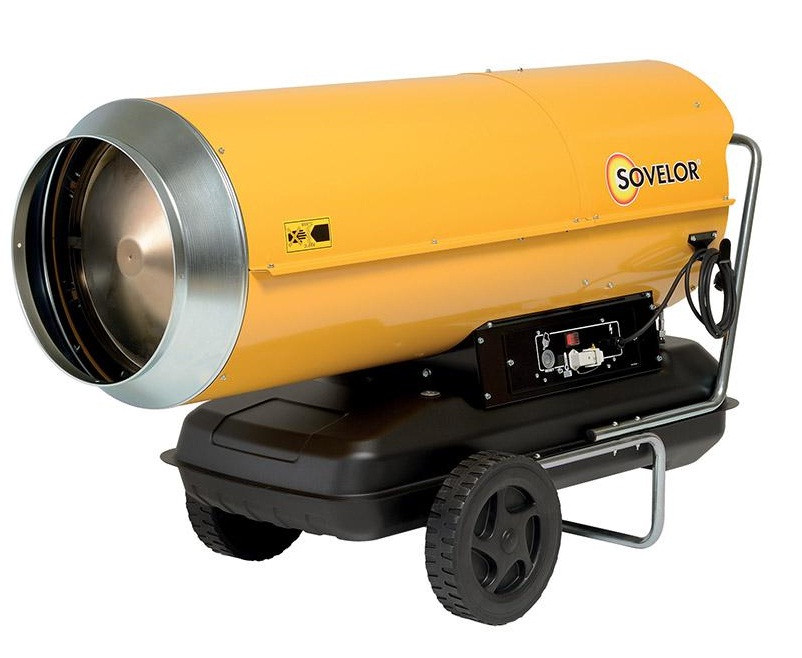 Chauffage Air pulsé mobile au fuel sur roues combustion directe 111Kw 230V/50Hz HP110 Sovelor