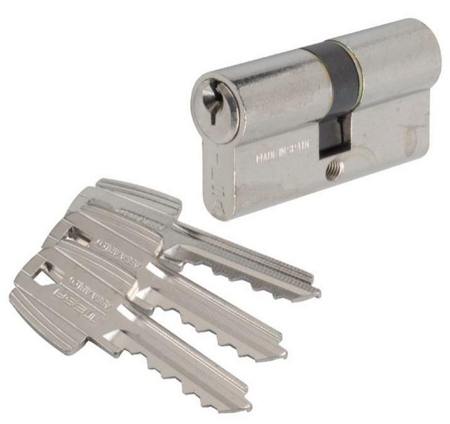 Tesa - Cylindre 2 Entrées Te5 Nickelé Varié 30x30 Mm