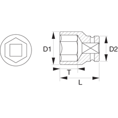 Douilles carré conducteur 1/2'' avec profil hexagonal métrique et finition très polie 15 mm 7800SM-15 Bahco 1
