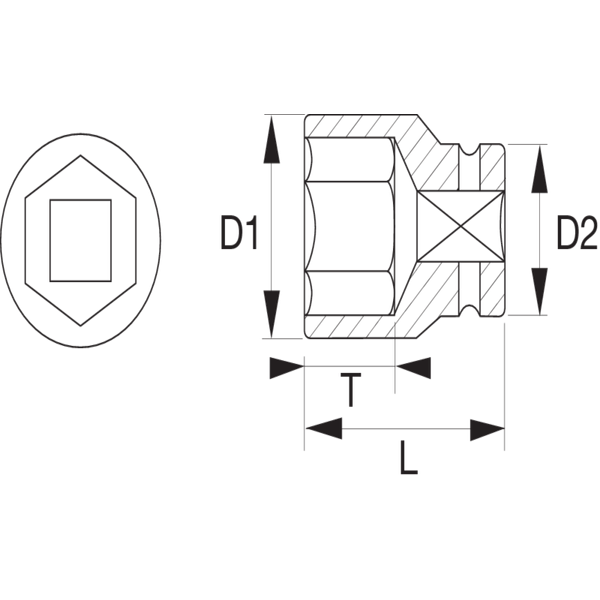 Douilles carré conducteur 1/2'' avec profil hexagonal métrique et finition très polie 23 mm 7800SM-23 Bahco 1