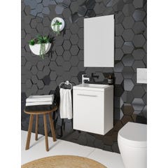 Ensemble meuble lave-mains avec miroir BELEM PACK - blanc brillant - L40 x H51 x P25 cm 1