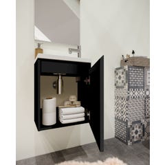 Ensemble meuble lave-mains avec miroir PORTO PACK- noir brillant - L40 x H51 x P25 cm 2