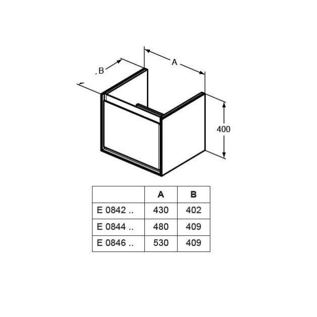 Ideal Standard - Meuble pour lavabo cube 53,5x40,9x40cm 1 tiroir Blanc laqué/ Gris plume mat - CONNECT AIR Ideal standard 1
