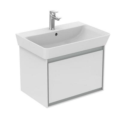 Ideal Standard - Meuble pour lavabo cube 53,5x40,9x40cm 1 tiroir Blanc laqué/ Gris plume mat - CONNECT AIR
