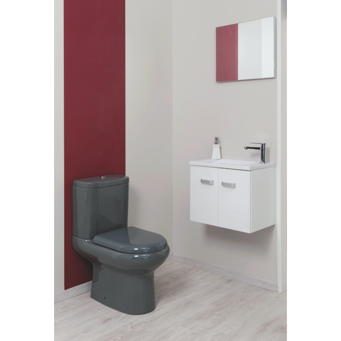 Ondée - Meuble lave-mains à suspendre 50 cm brillant blanc deux portes simple vasque et miroir assorti - ÉPICE Ayor 6