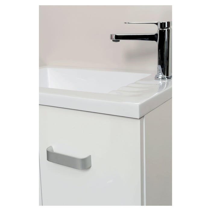 Ondée - Meuble lave-mains à suspendre 50 cm brillant blanc deux portes simple vasque et miroir assorti - ÉPICE Ayor 7
