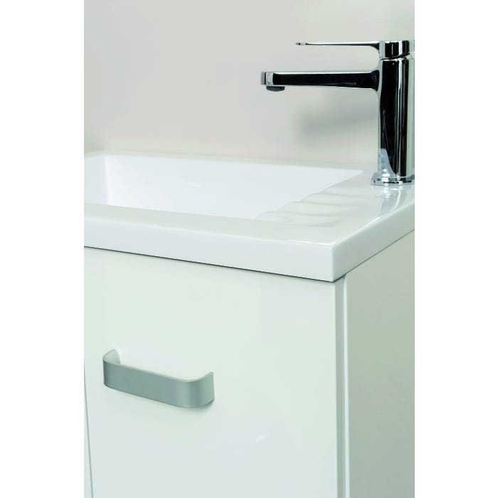 Ondée - Meuble lave-mains à suspendre 50 cm brillant blanc deux portes simple vasque et miroir assorti - ÉPICE Ayor 3