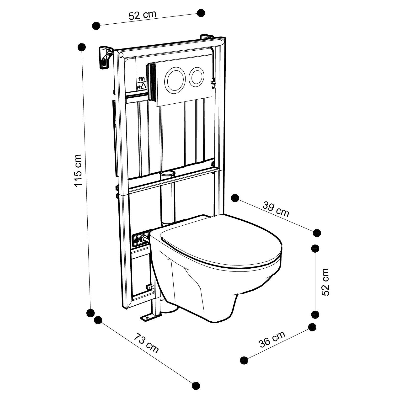 Pack WC suspendu LIVE-UP mécanisme 3/6L et alimentation d'eau silencieuse 3