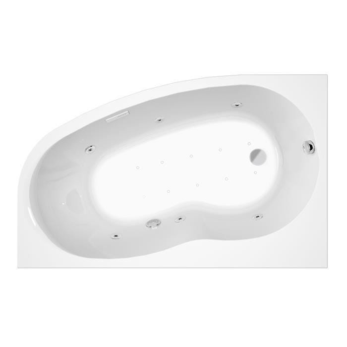 Baignoire balnéo ELBA DUO DROITE ESSENTIA - massage eau + air- tablier acrylique inclus 160 x 100 cm 4