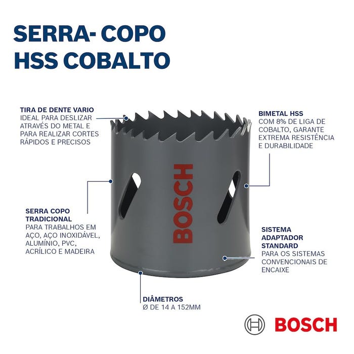 Scie-trépan HSS bimétal pour adaptateur standard D. 140 mm Bosch 3
