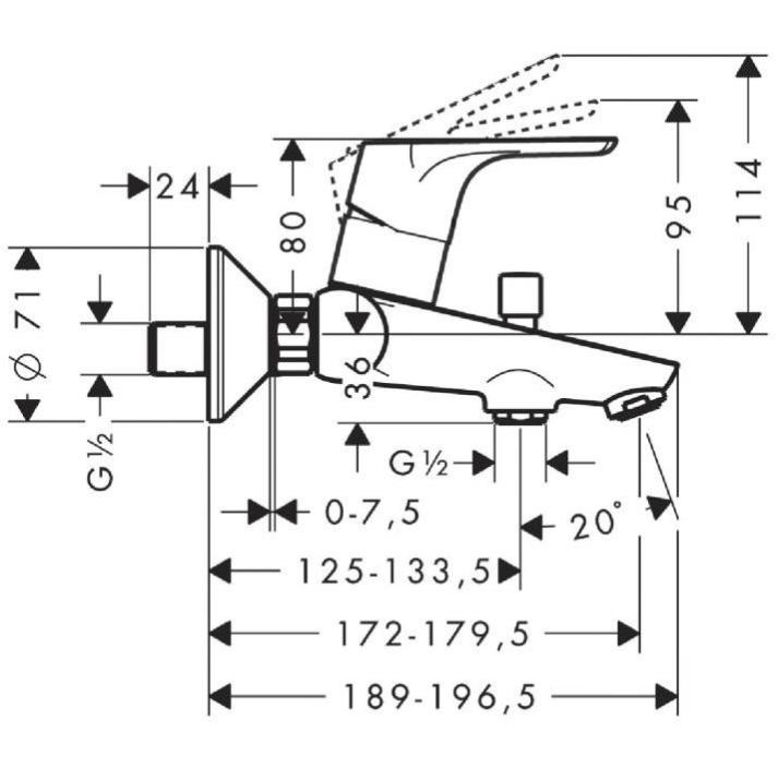 Mitigeur BainDouche Focus E2 Entraxe 150 ± 12 mm Hansgrohe