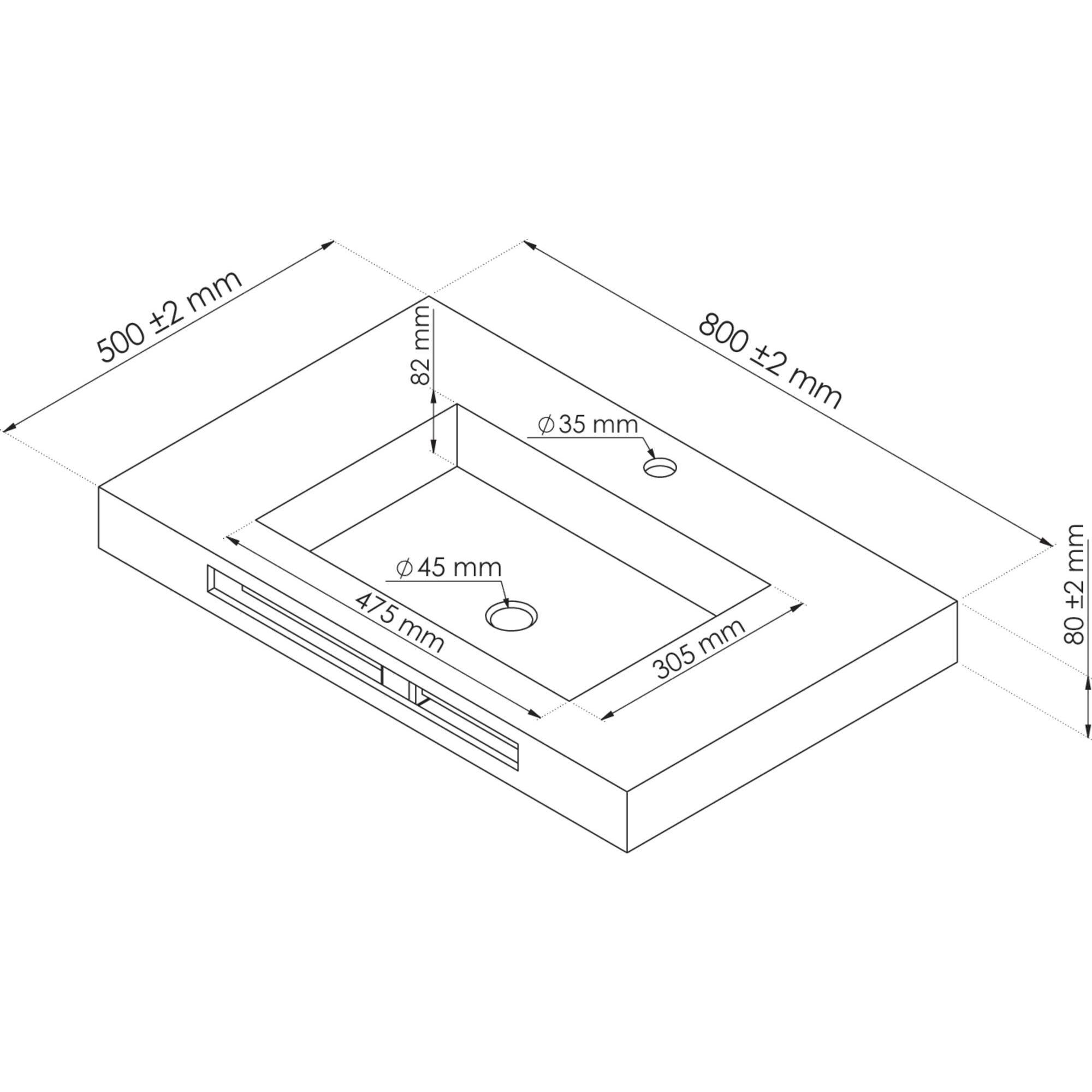 Ondée - Plan vasque à suspendre centrée 80 cm en solid surface blanc mat et porte-serviette intégré - LICÉO Ayor 2