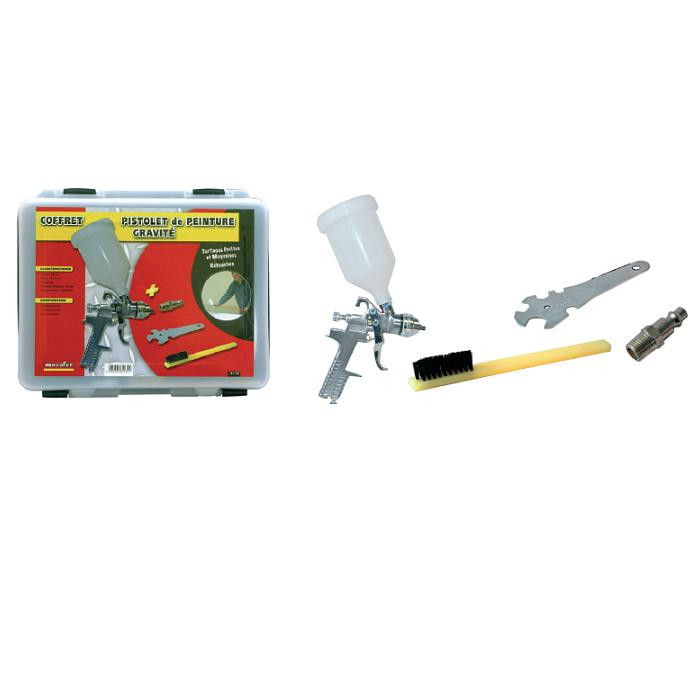 Coffret pistolet de peinture à gravité 2 réglages Mecafer