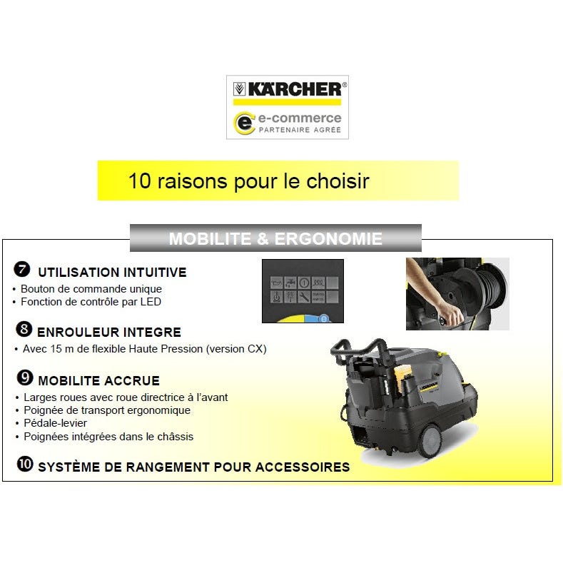 Nettoyeur Haute Pression eau chaude Pro 4.7kW 660l/h (Triphasé)+ Enrouleur Flexible- HDS 7/16 CX Karcher 2