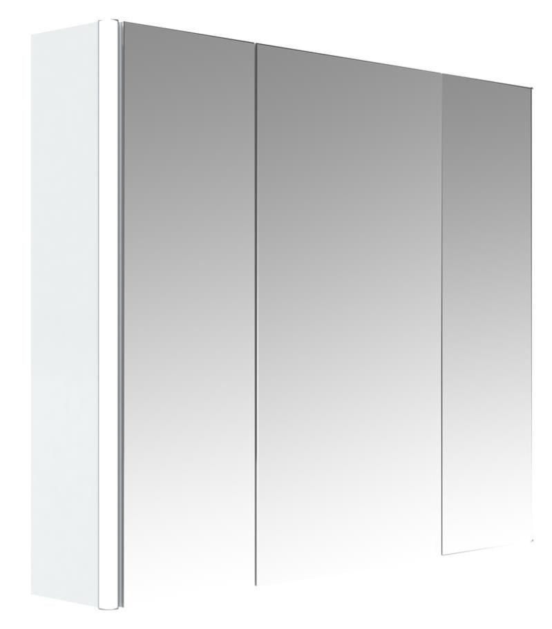 Armoire de toilette éclairante 80 cm 3 portes miroirs Blanc brillant STELLA Allibert