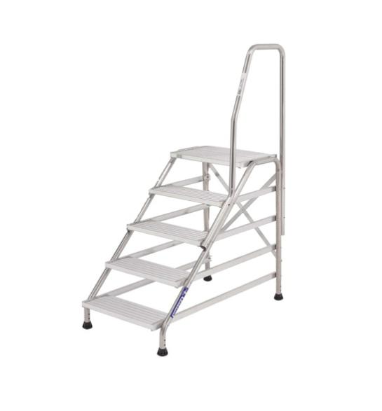 Tubesca - Marchepied en Alu 5 marches Hauteur accès 3 m max. + Kit 1 rampe - MODUL